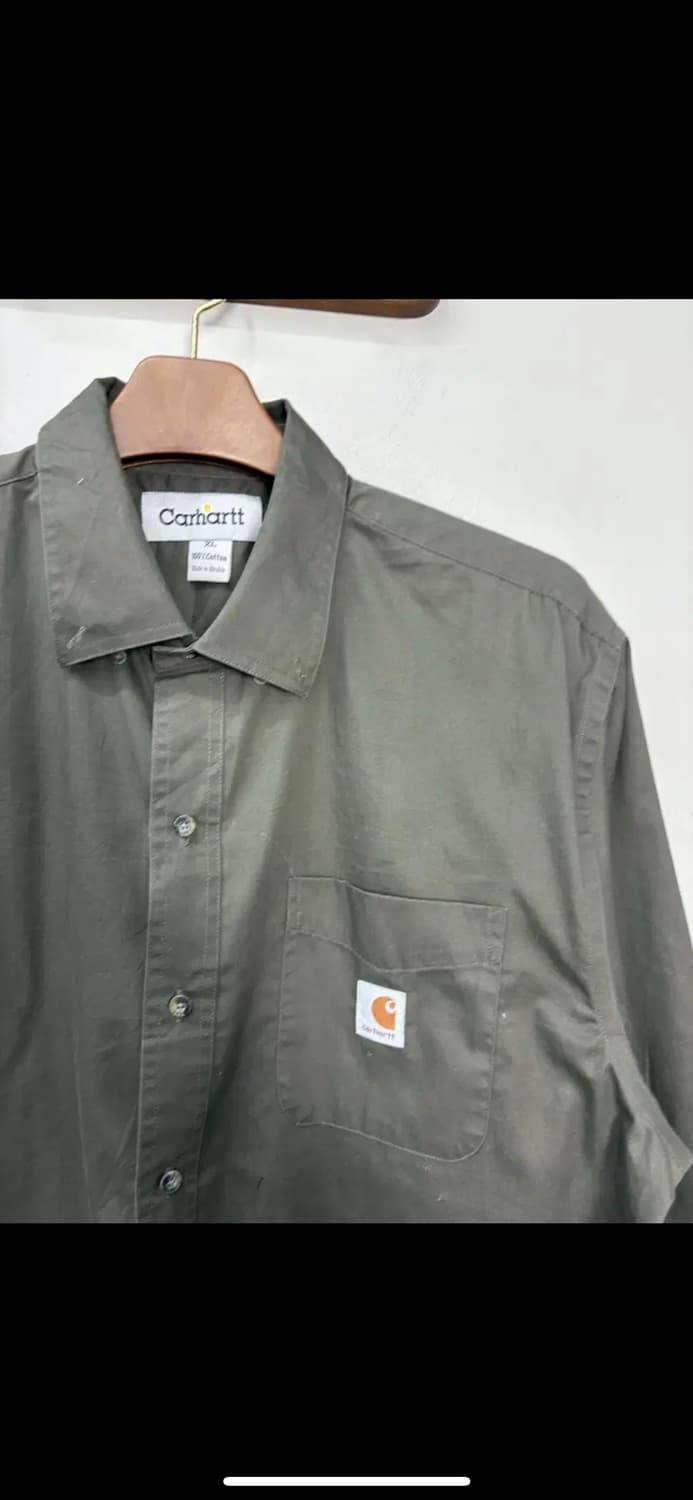 칼하트 로고 올리브색 워크셔츠 H1158 상품이미지3