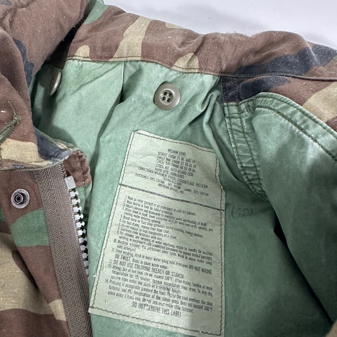 100 US ARMY 미군 우드랜드 밀리터리 야상자켓 상품이미지6