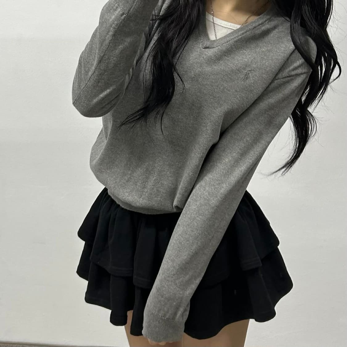 폴로 랄프로렌 신형 라벨 그레이 피마코튼 브이넥 니트(S) 상품이미지1