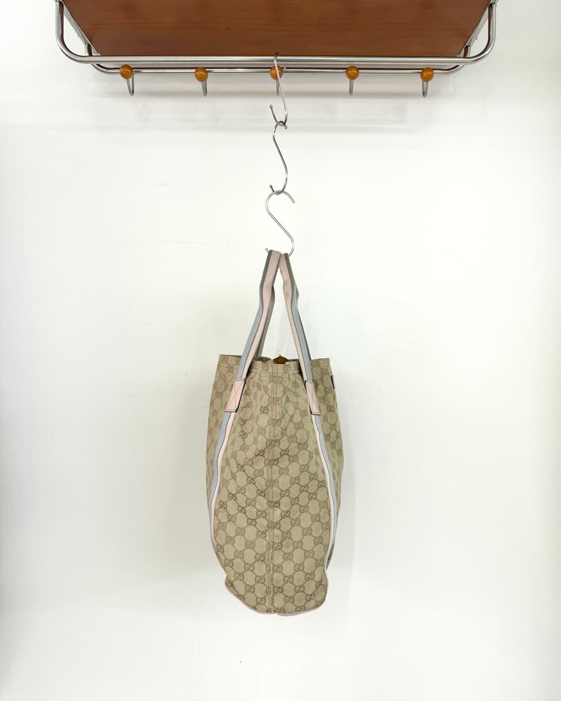구찌 베이지 핑크 GG캔버스 셔리 토트백 상품이미지5