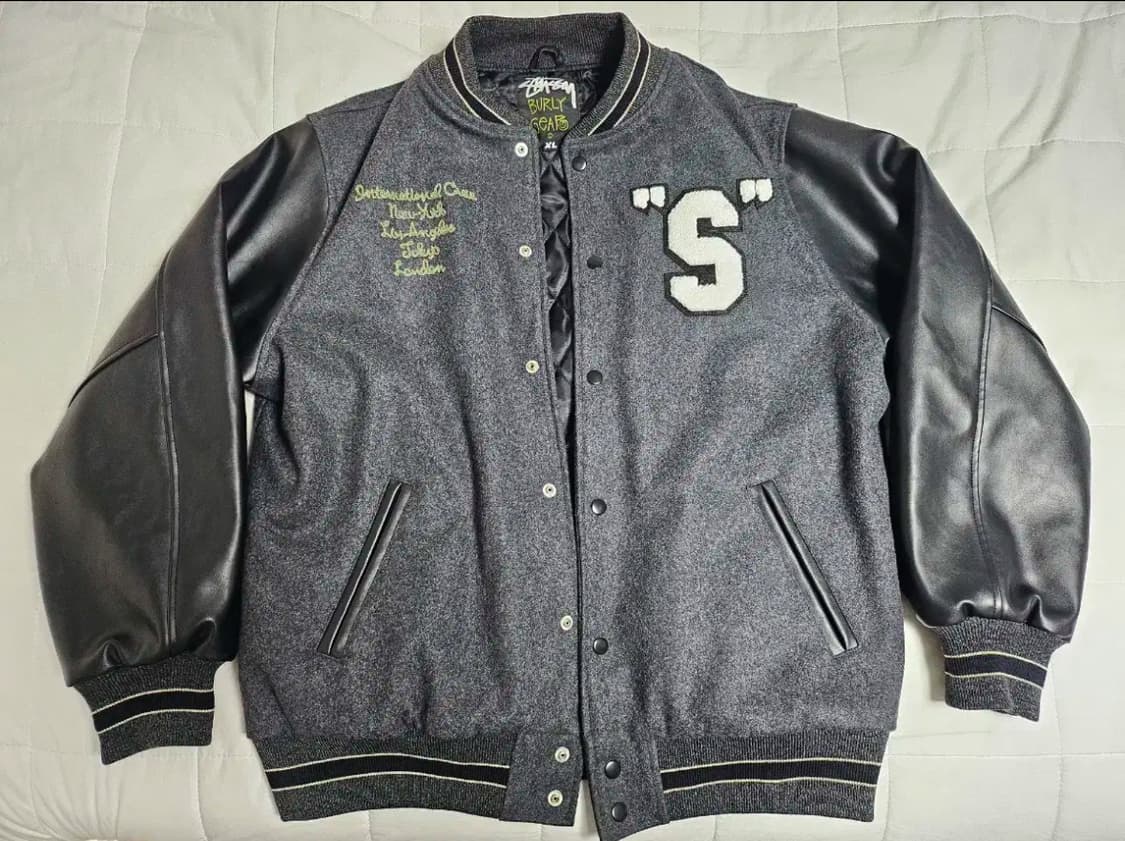 [새제품]스투시 불리기어 바시티 레더자켓 xl 상품이미지1