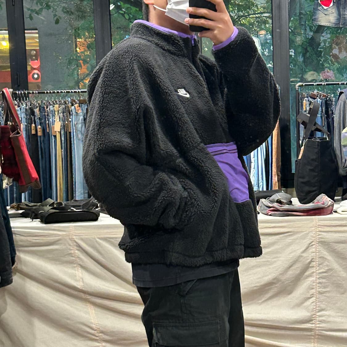 XXXL) 나이키 플리스 후리스 블랙/퍼플 반집업 아노락 상품이미지9