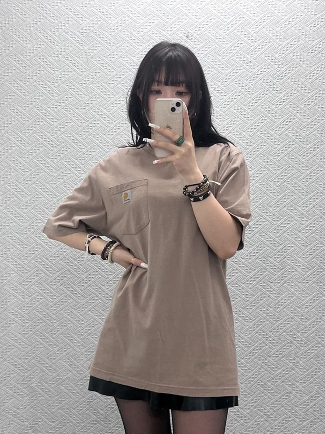 칼하트 빈티지 캐주얼 오트밀 베이지 포켓 반팔티 M C10788 상품이미지2