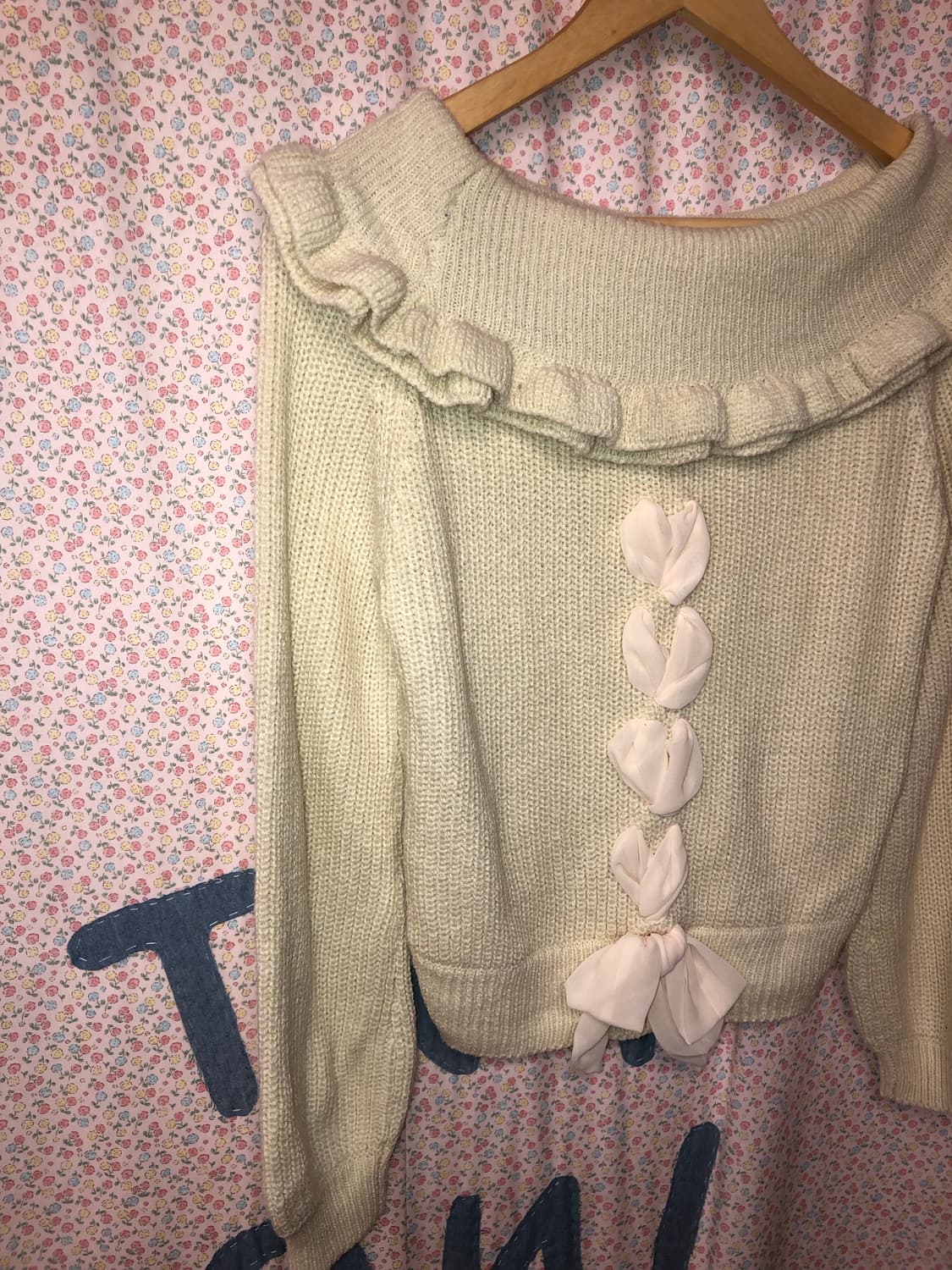 ribbon flare off shoulder knit 상품이미지2