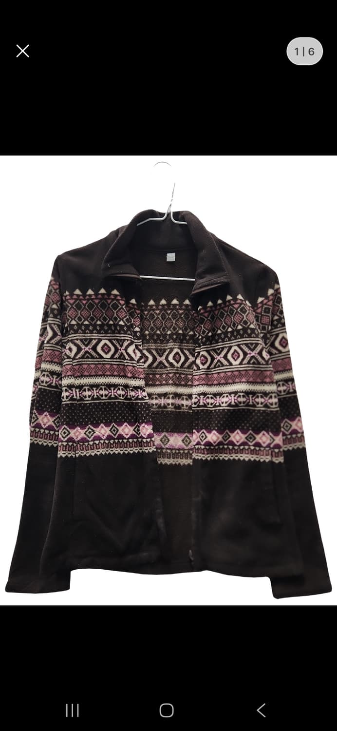 UNIQLO(유니클로) 모리걸 눈꽃 프린팅 브라운 후리스 집업 (s) 상품이미지1