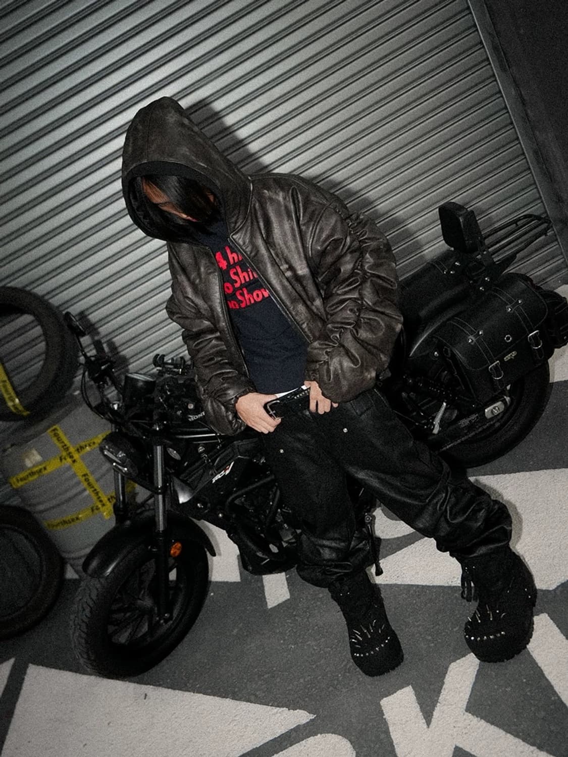 Opium Crumple Leather Hoodie Jacket 상품이미지6