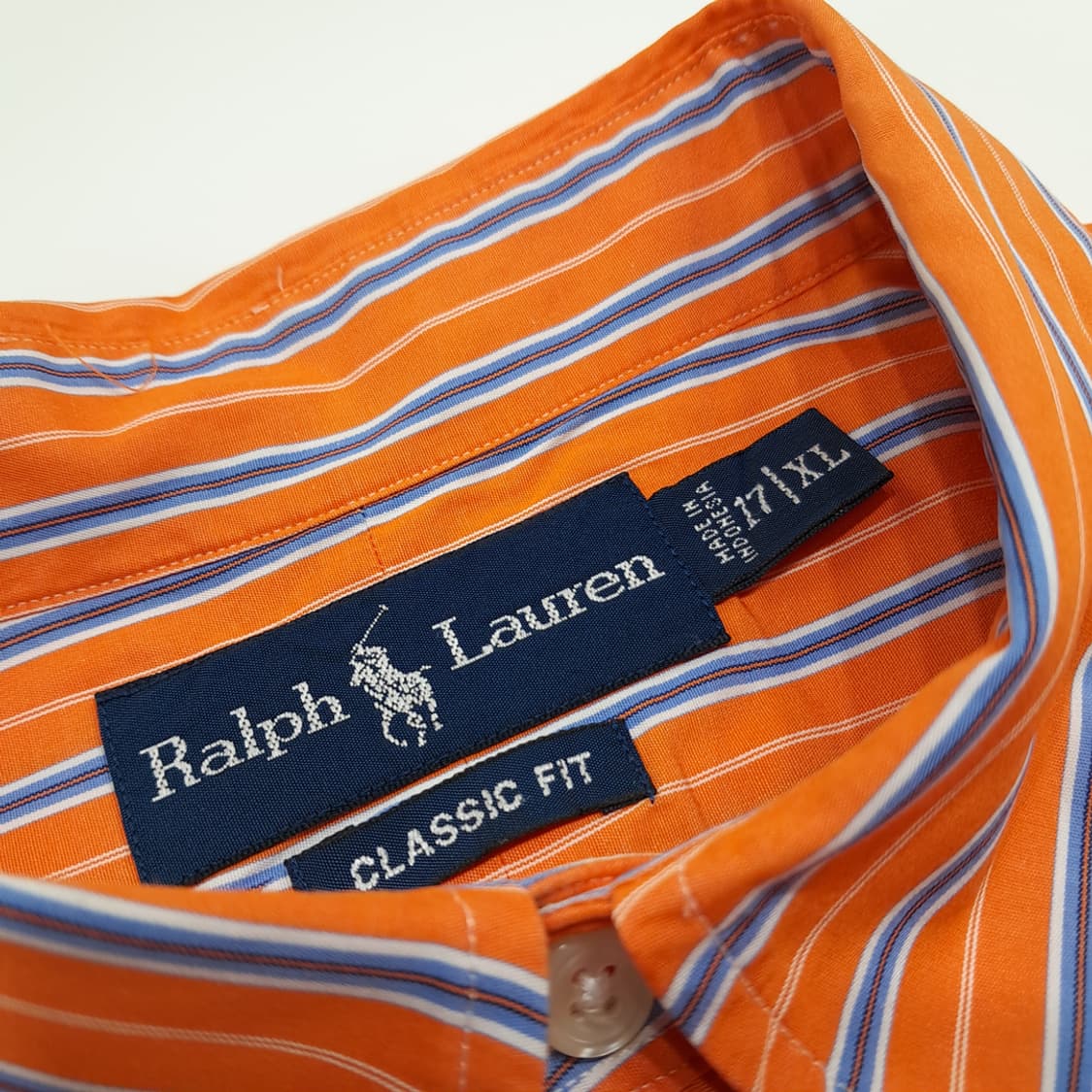 CN920 XL 폴로 랄프로렌 오렌지 스트라이프 긴팔 셔츠 남방 상품이미지5