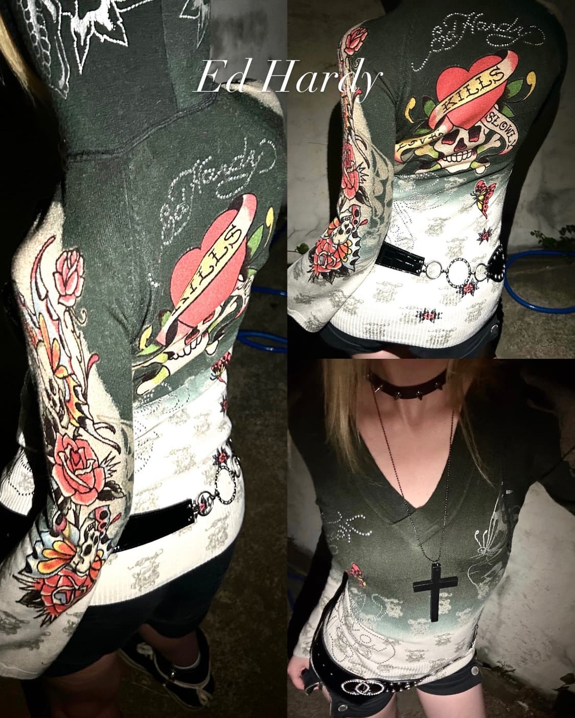 Ed Hardy skull oriental knit hoodie 상품이미지1