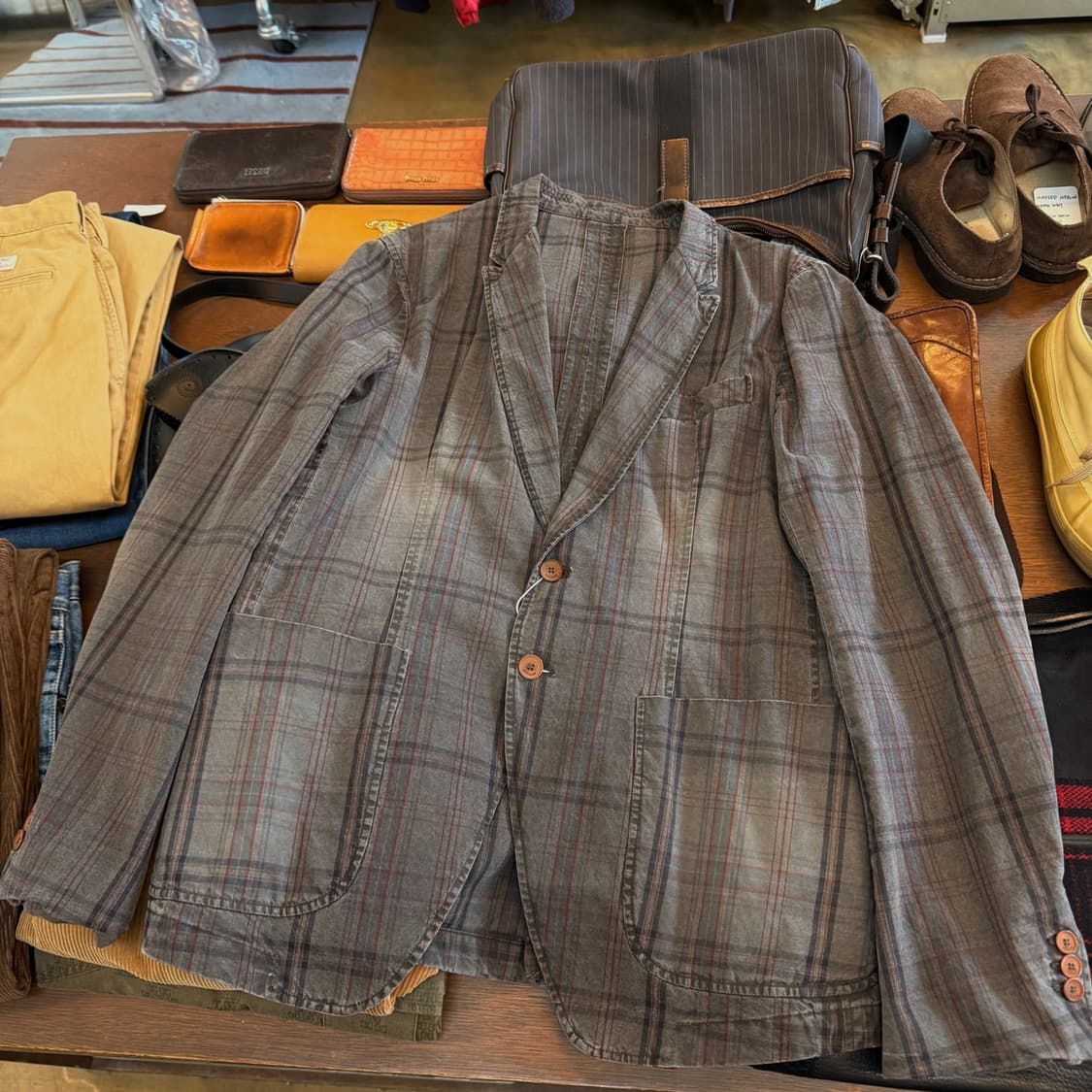 저스트 카발리 빈티지 체크패턴 라이트 코튼 블레이저 자켓 상품이미지1