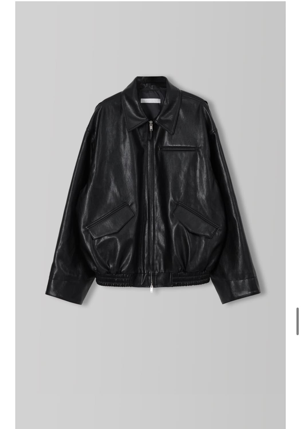 108파운드 오버핏 레더 블루종 블랙 상품이미지2