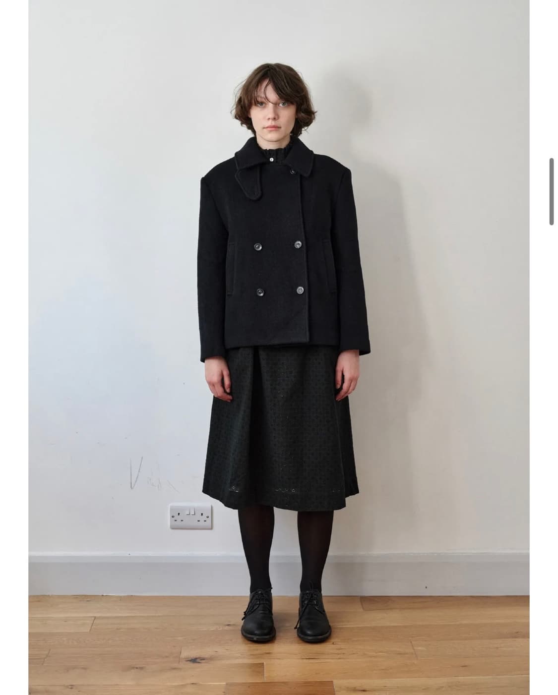 코스모스 high neck double pea coat, navy 상품이미지2
