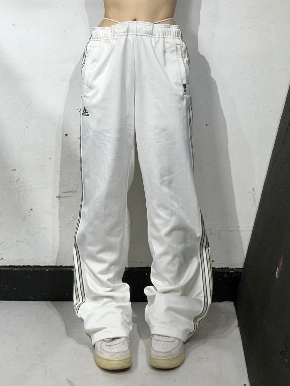아디다스 대대장 화이트 그린 삼선 와이드 추리닝 바지 트레이닝 팬츠 L 상품이미지2