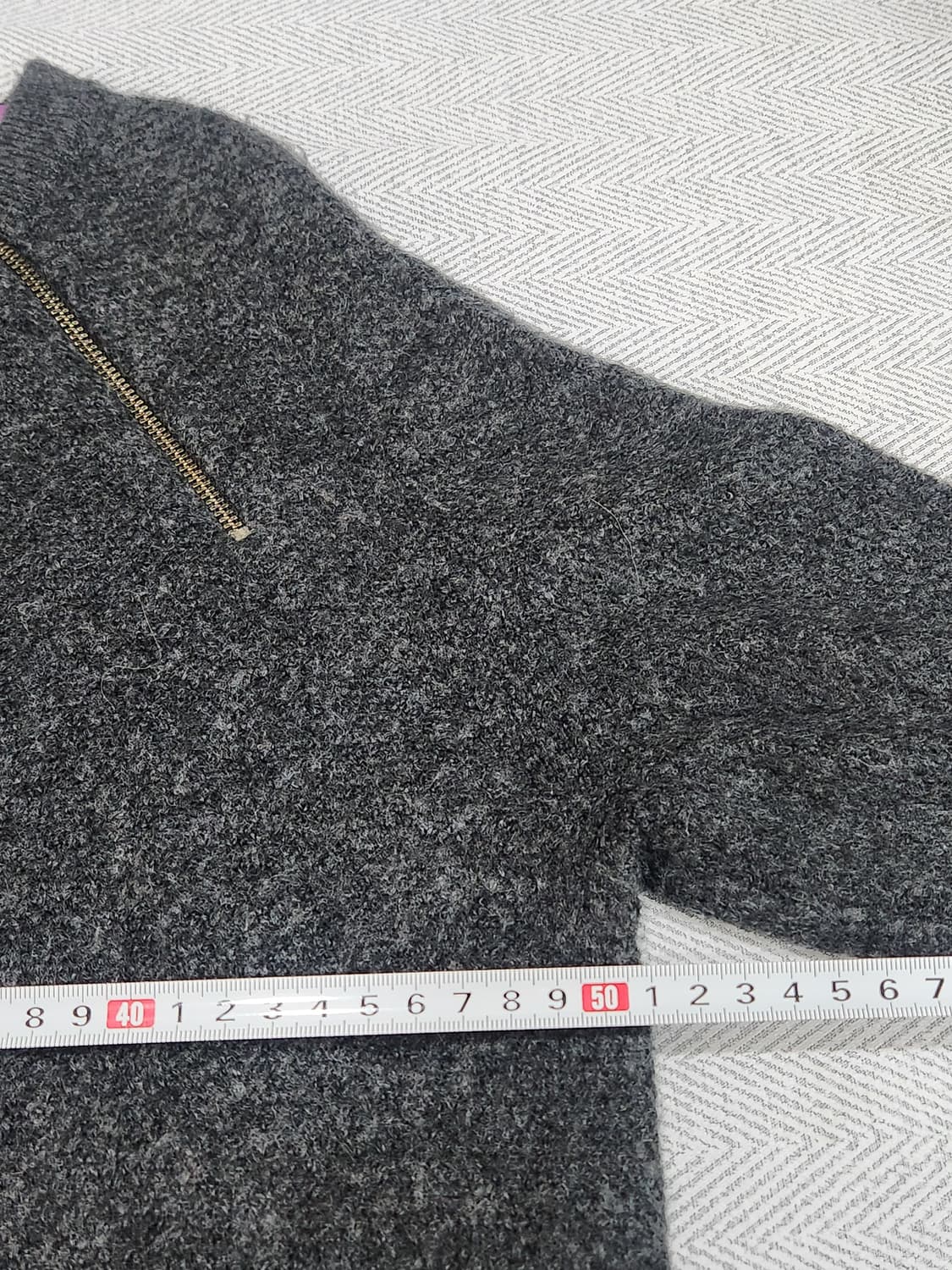 [M] 아베크롬비 넥 지퍼 라운드 니트 여성 M 다크그레이 상품이미지7