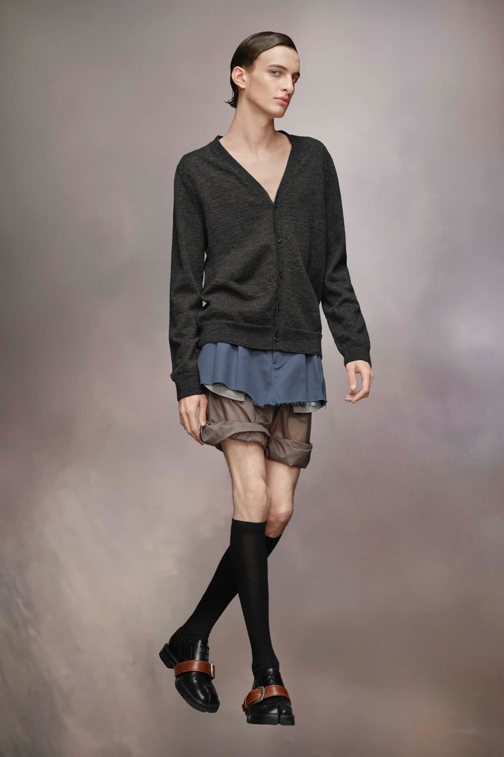 [L] 마르지엘라 엘보우 패치 가디건 블랙 상품이미지1