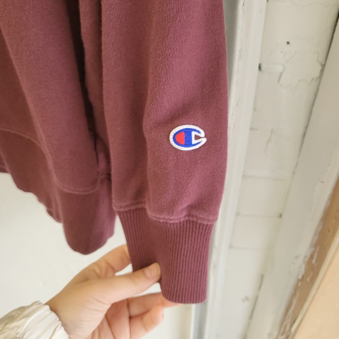 챔피온 버건디 백로고 맨투맨 M사이즈 상품이미지5