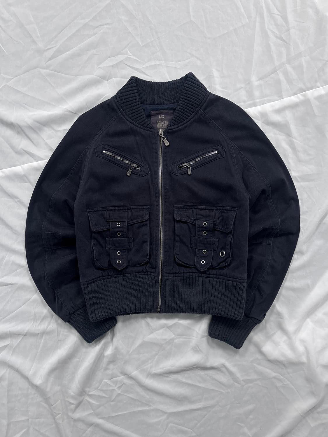 Vintage Dark Navy Crop Zip-up Jacket 상품이미지5