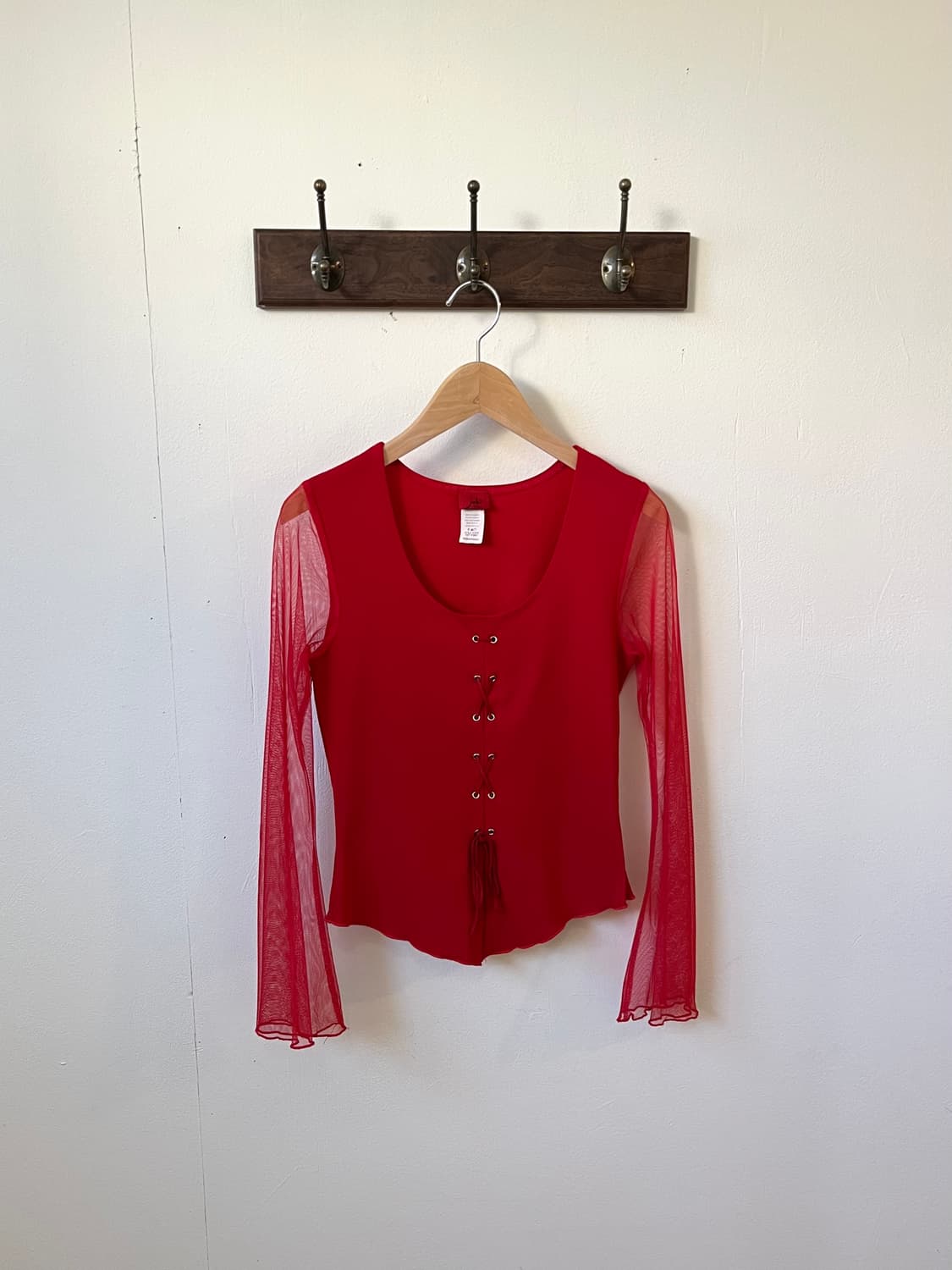 jubi 레드 코르셋 시스루 탑  상품이미지2