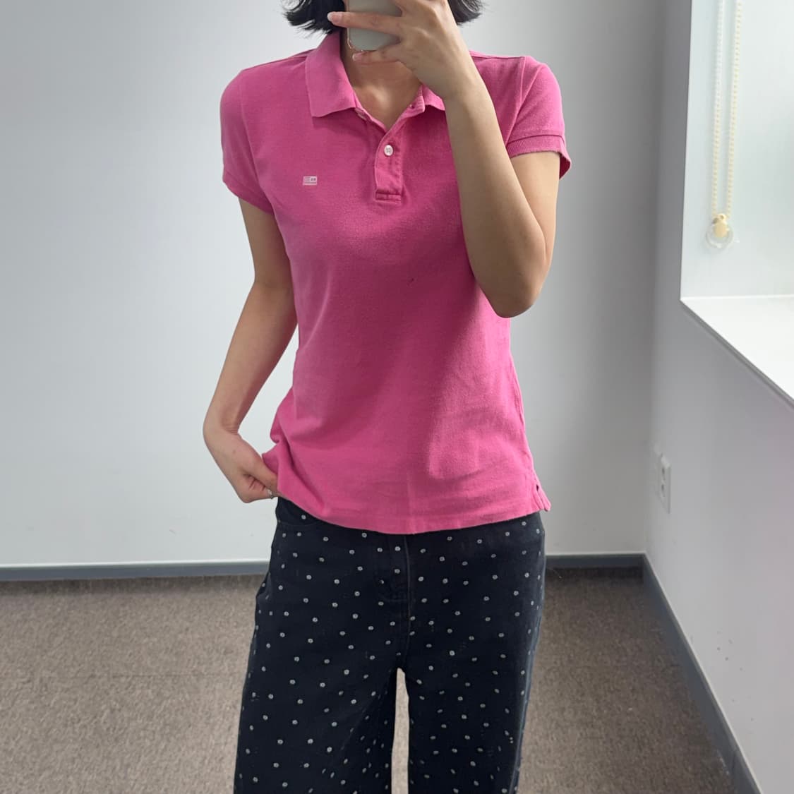 Polo 폴로 성조기 스몰 로고 핑크 반팔 카라티  상품이미지2