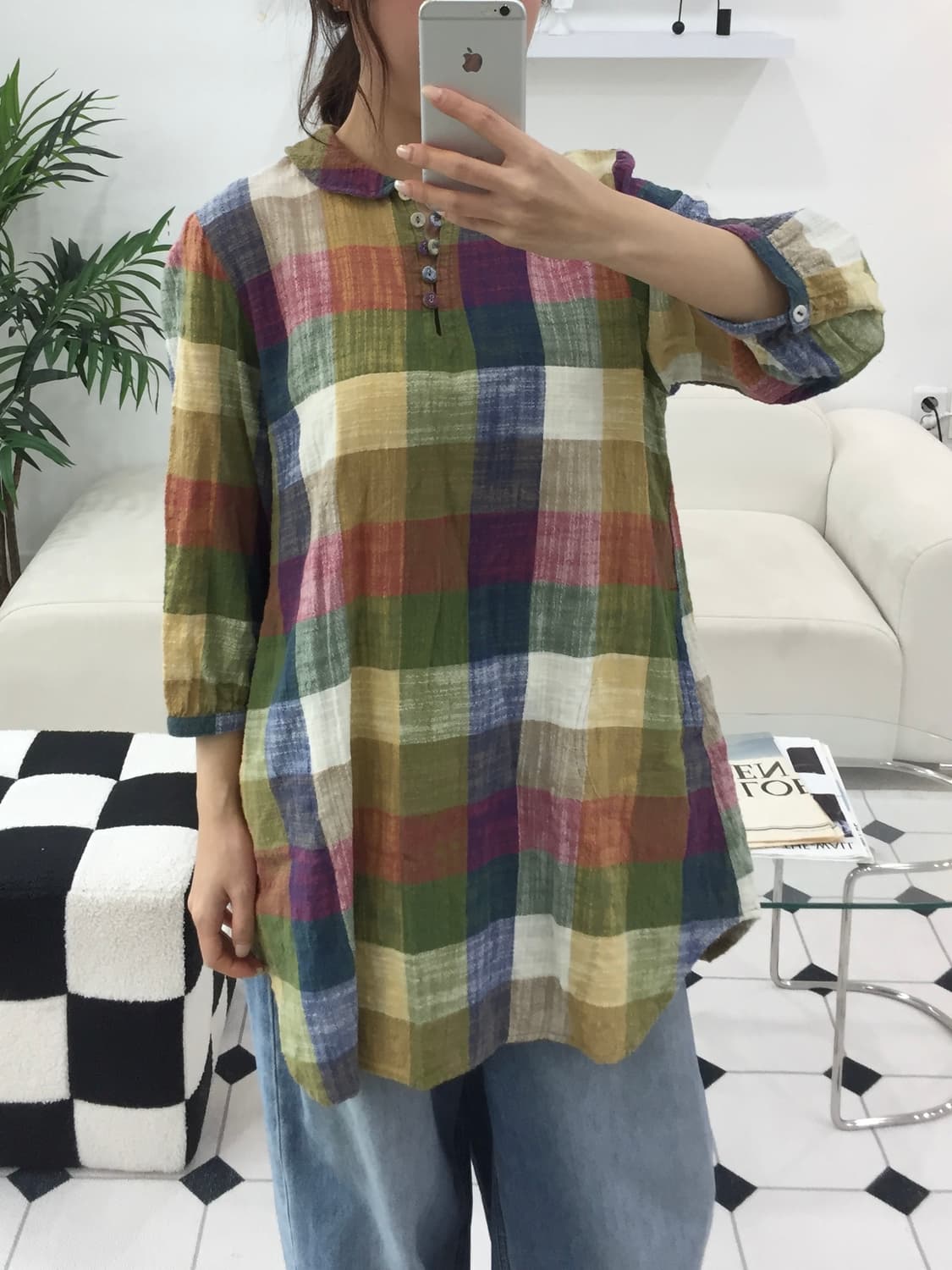 모리걸 단추 레이어드 체크원피스 상품이미지10