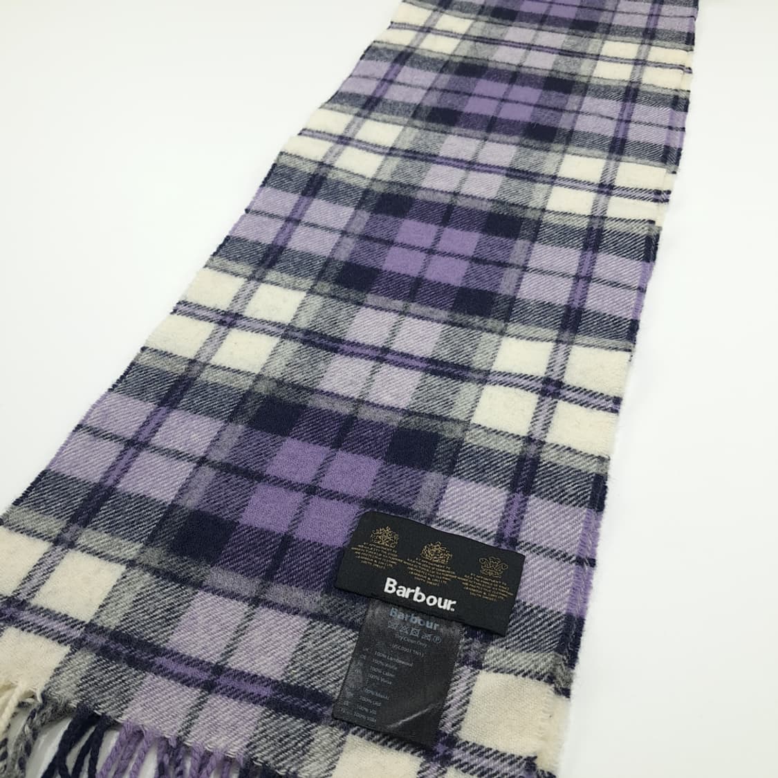 MX237 바버 퍼플 타탄체크 램스울 목도리 머플러 상품이미지5