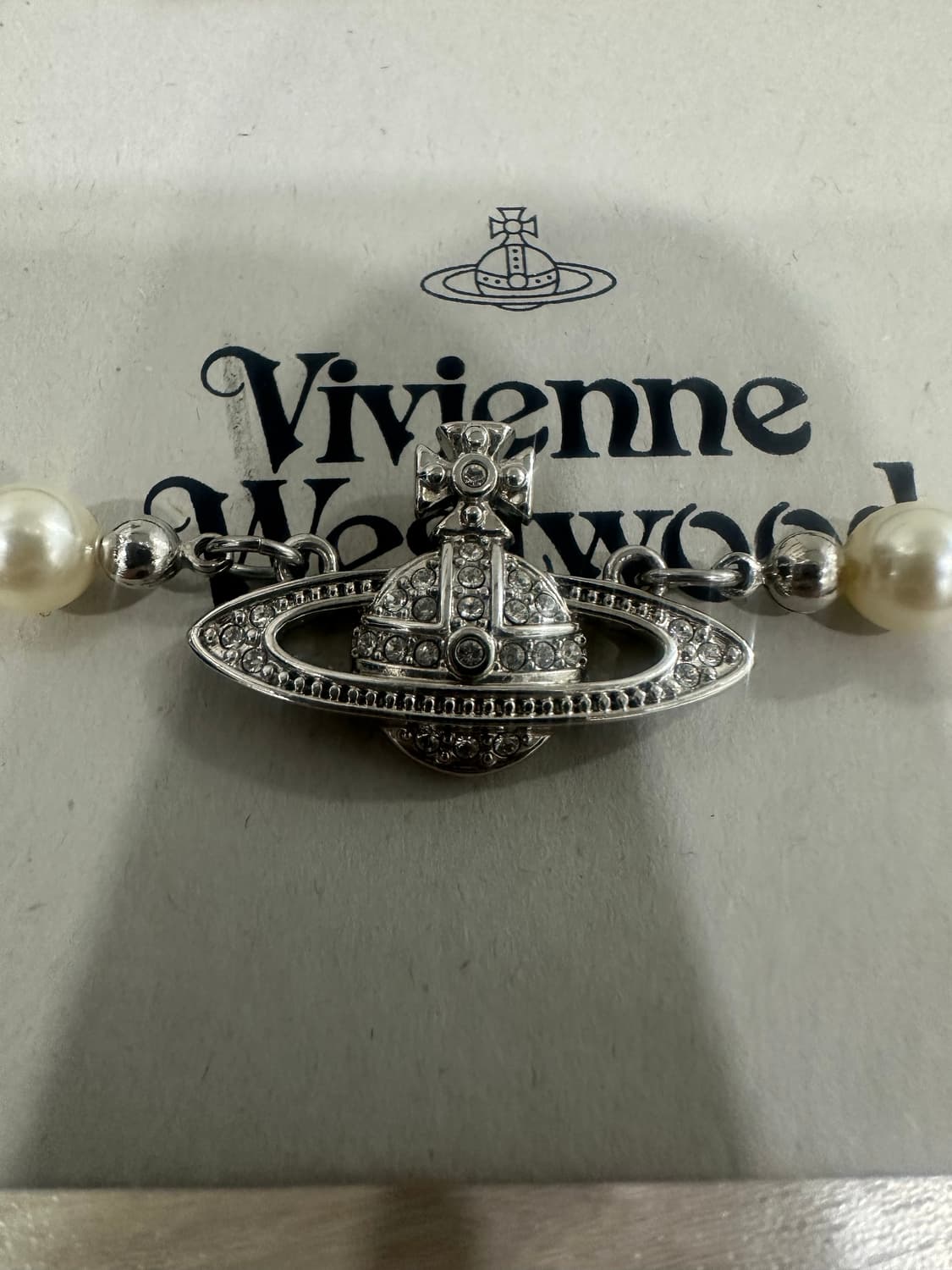 비비안웨스트우드 미니 바스 릴리프 진주 초커 목걸이 상품이미지2