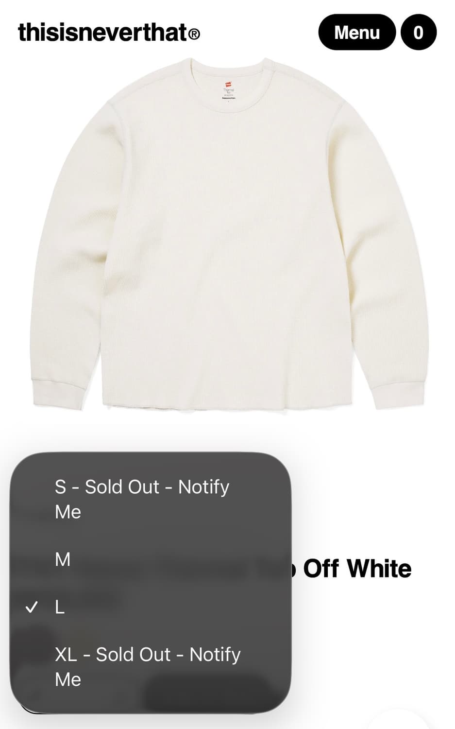 [XL] 디스이즈네버댓 헤인즈 콜라보 써멀 오프 화이트 상품이미지2