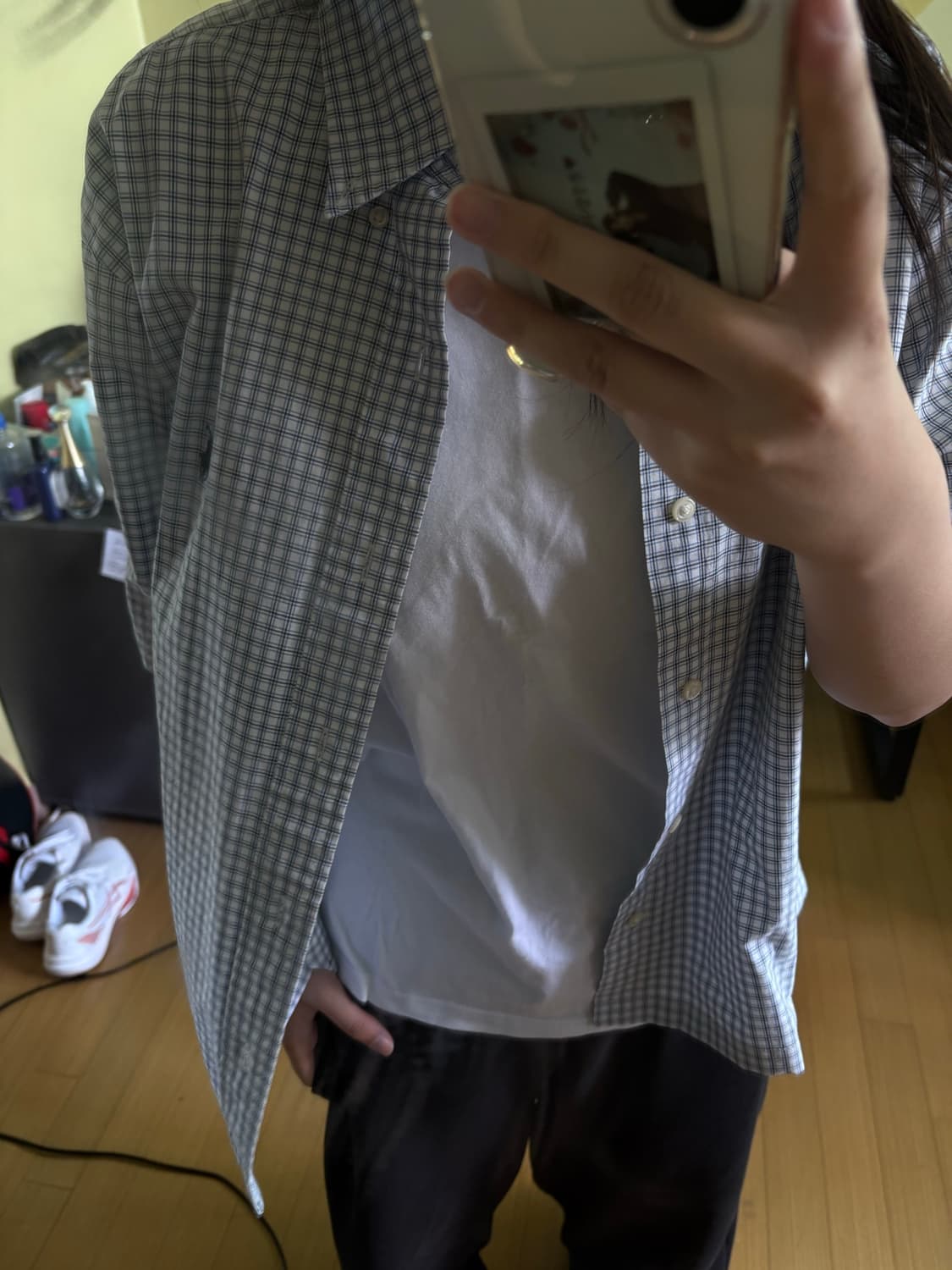 폴로 크롭 체크셔츠 상품이미지2