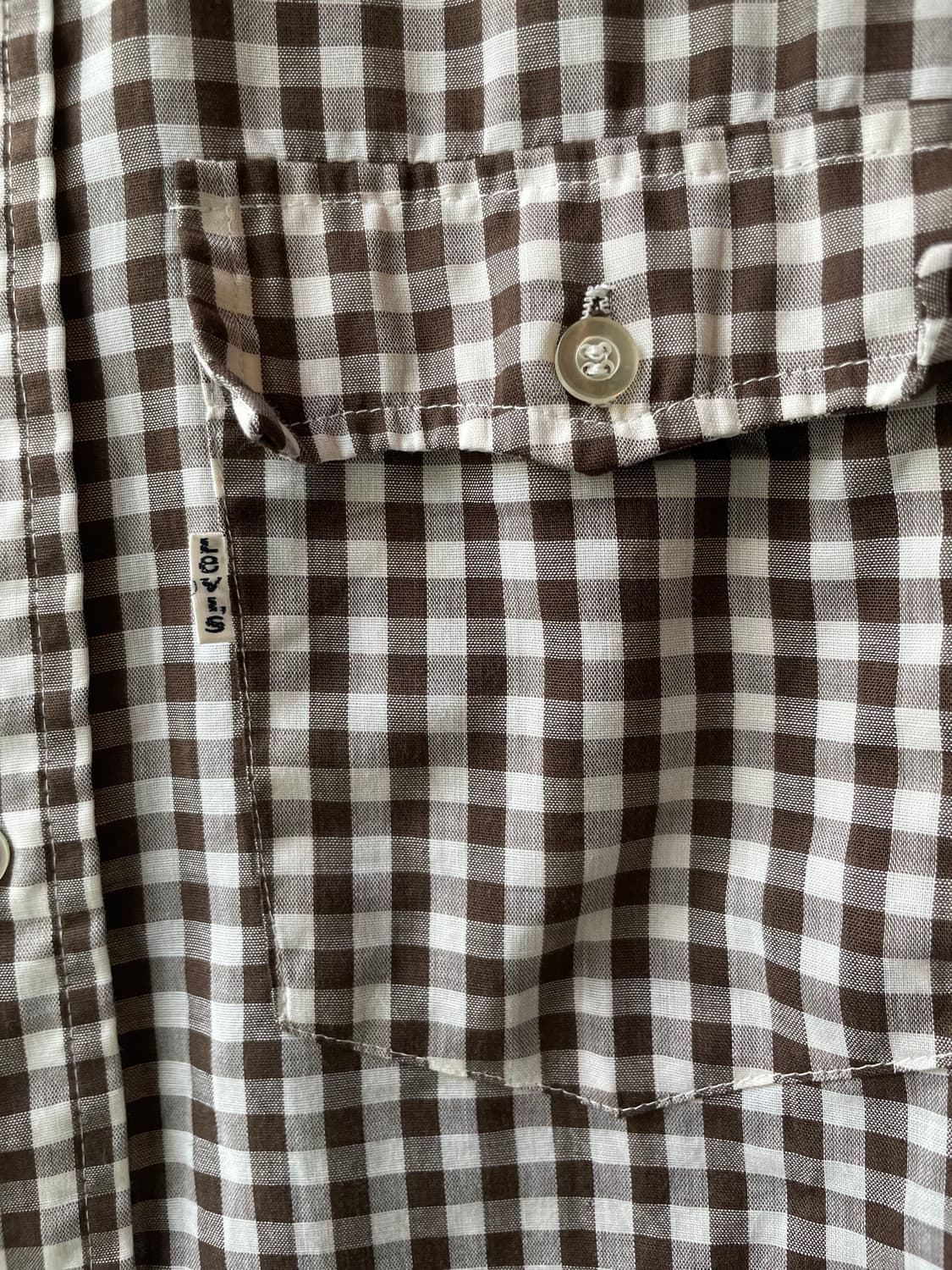 1980's Vintage Levis Brown Gingham Shirt 상품이미지4