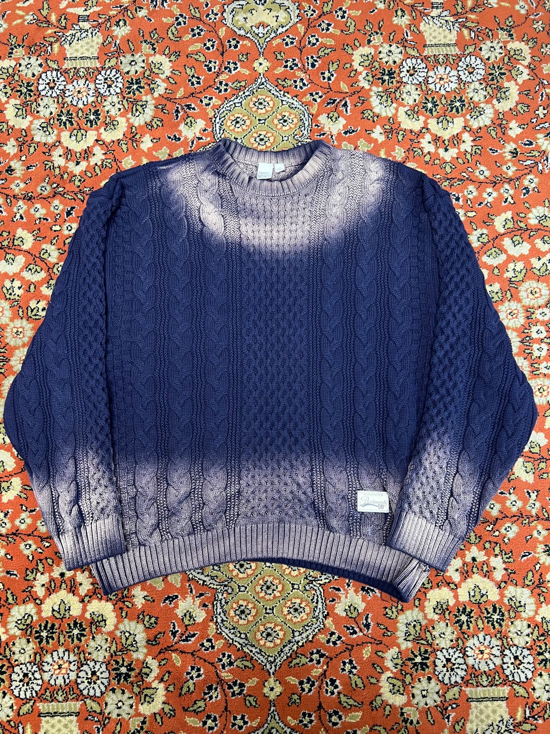 [L] 파르티멘토 스프레이 다잉 피셔맨 니트 스웨터 네이비 상품이미지1