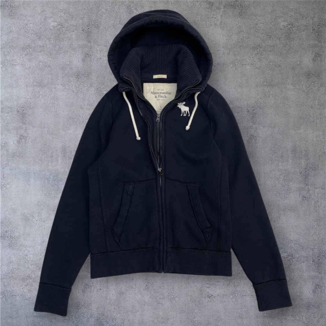 아베크롬비 네이비 무스 로고 머슬핏 기모 후드집업 L 상품이미지1
