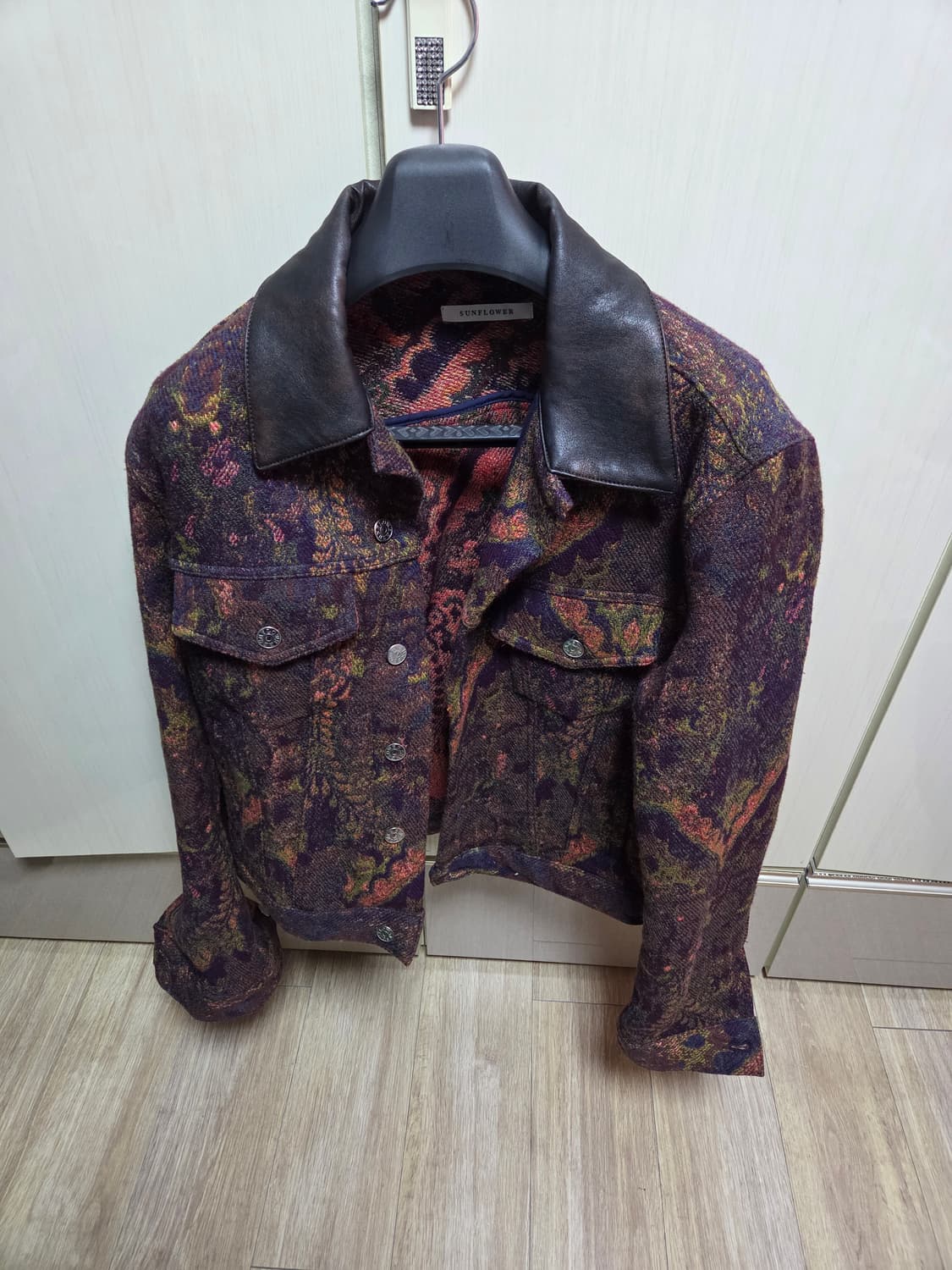 선플라워 레더 카라 트위드 트러커 자켓 상품이미지1