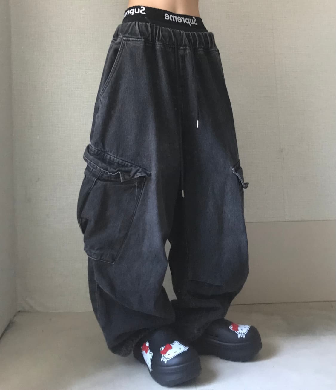와이드핏 데님카고팬츠 상품이미지1