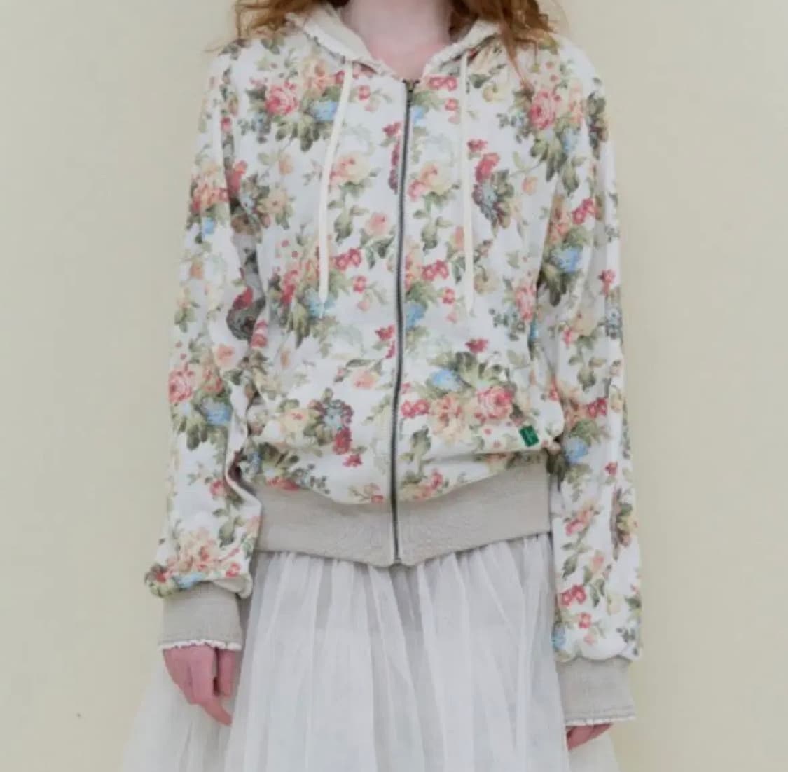 무신사 노컨텐츠 플라워패턴 레이스 프릴 후드집업 코이세이오모리걸빈티지 상품이미지1