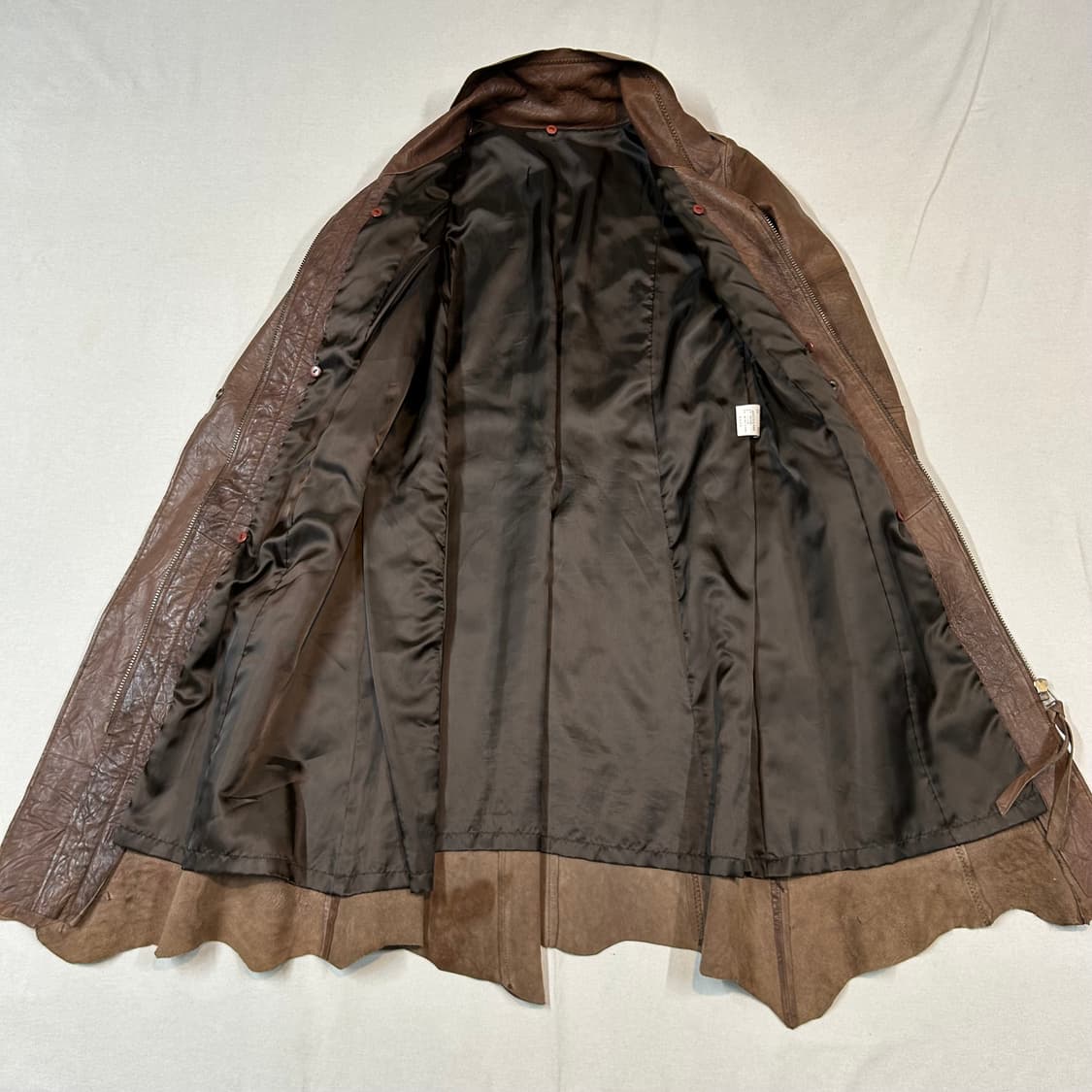 S) 탱커스 TANKUS 고트 스킨 염소가죽 벨티드 롱 코트 상품이미지4