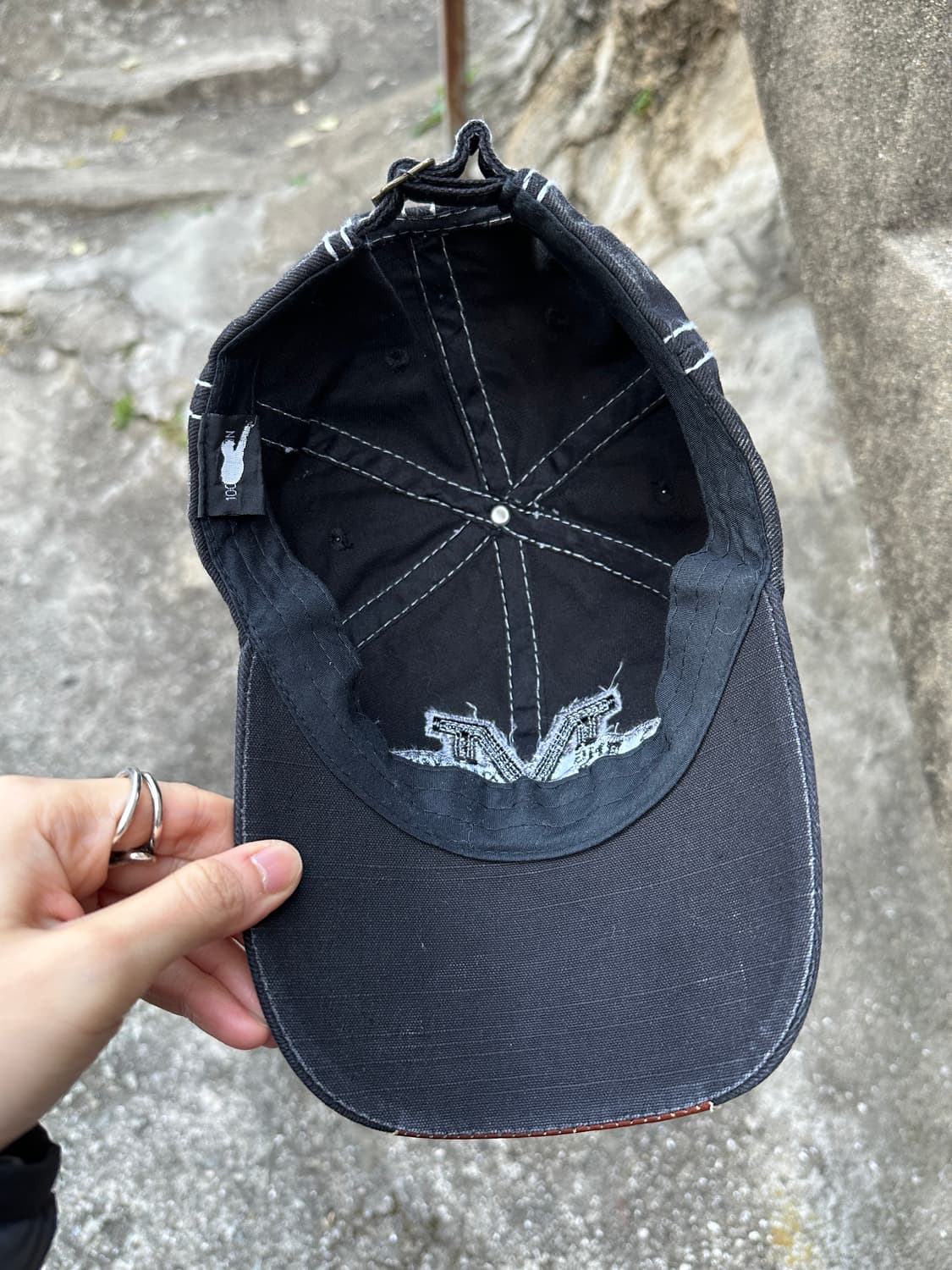 Vintage leather detail gray washing cap  상품이미지5