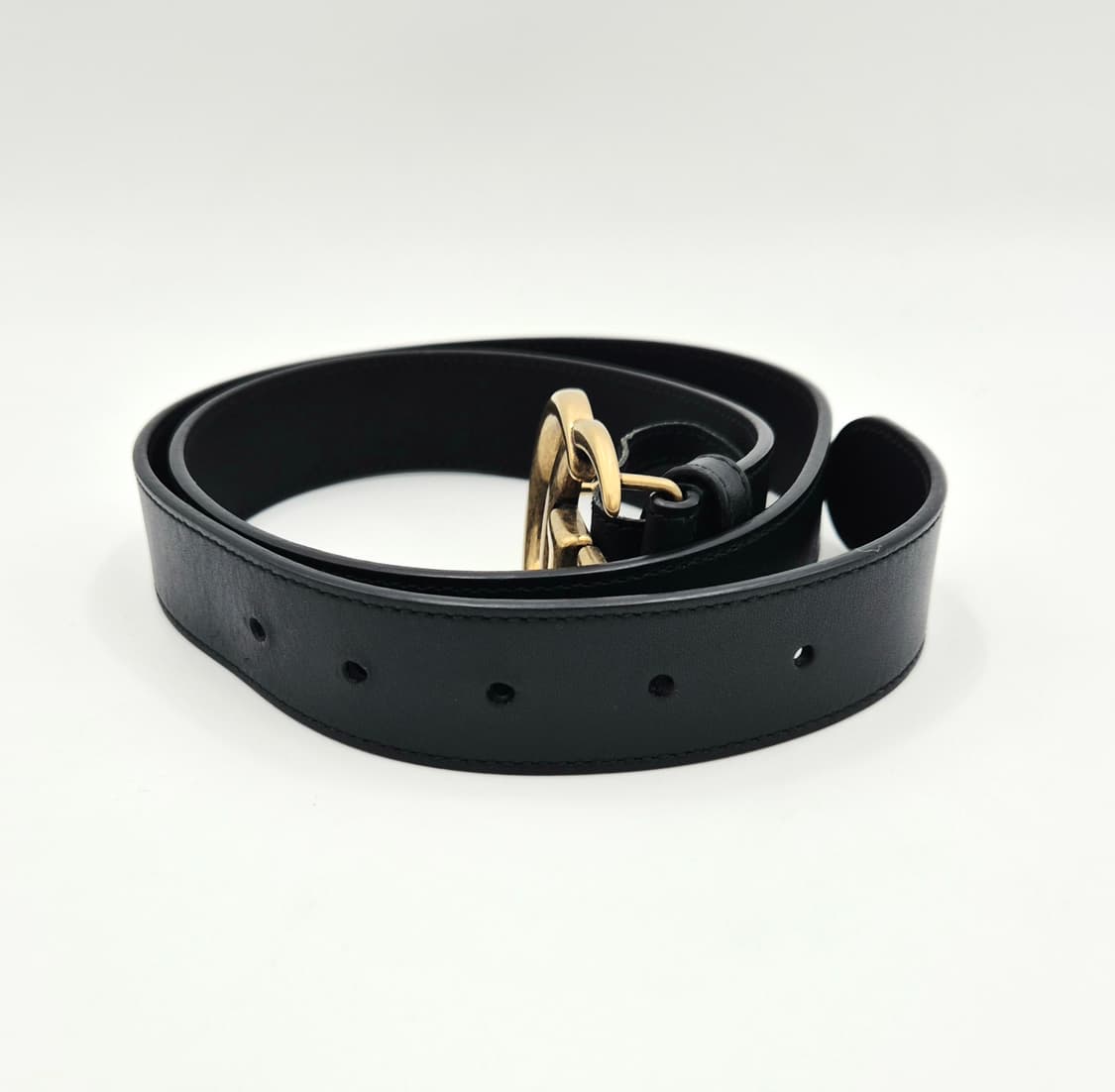 구찌 GG 마몽 블랙 레더 벨트 금장 414516 상품이미지4