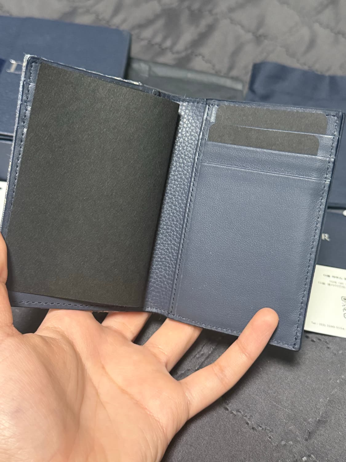 디올 오블리크 자카드 새들 오거나이저 카드지갑 블루 상품이미지4