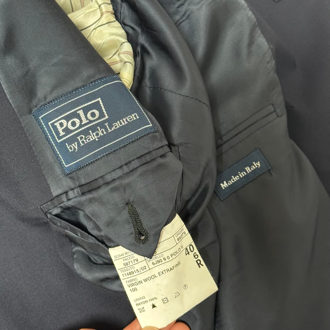 폴로 랄프로렌 네이비 울 3버튼 금장 블레이저 자켓 40R 상품이미지4