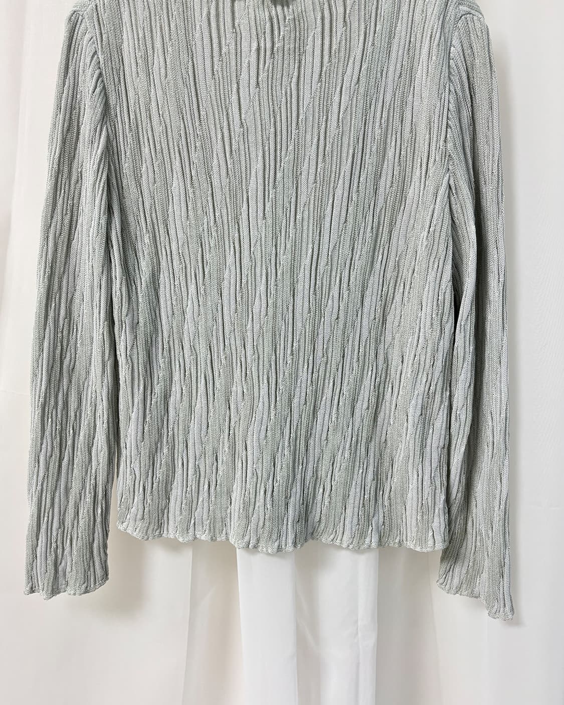 ash mint wave texture wrinkle blouse 상품이미지7