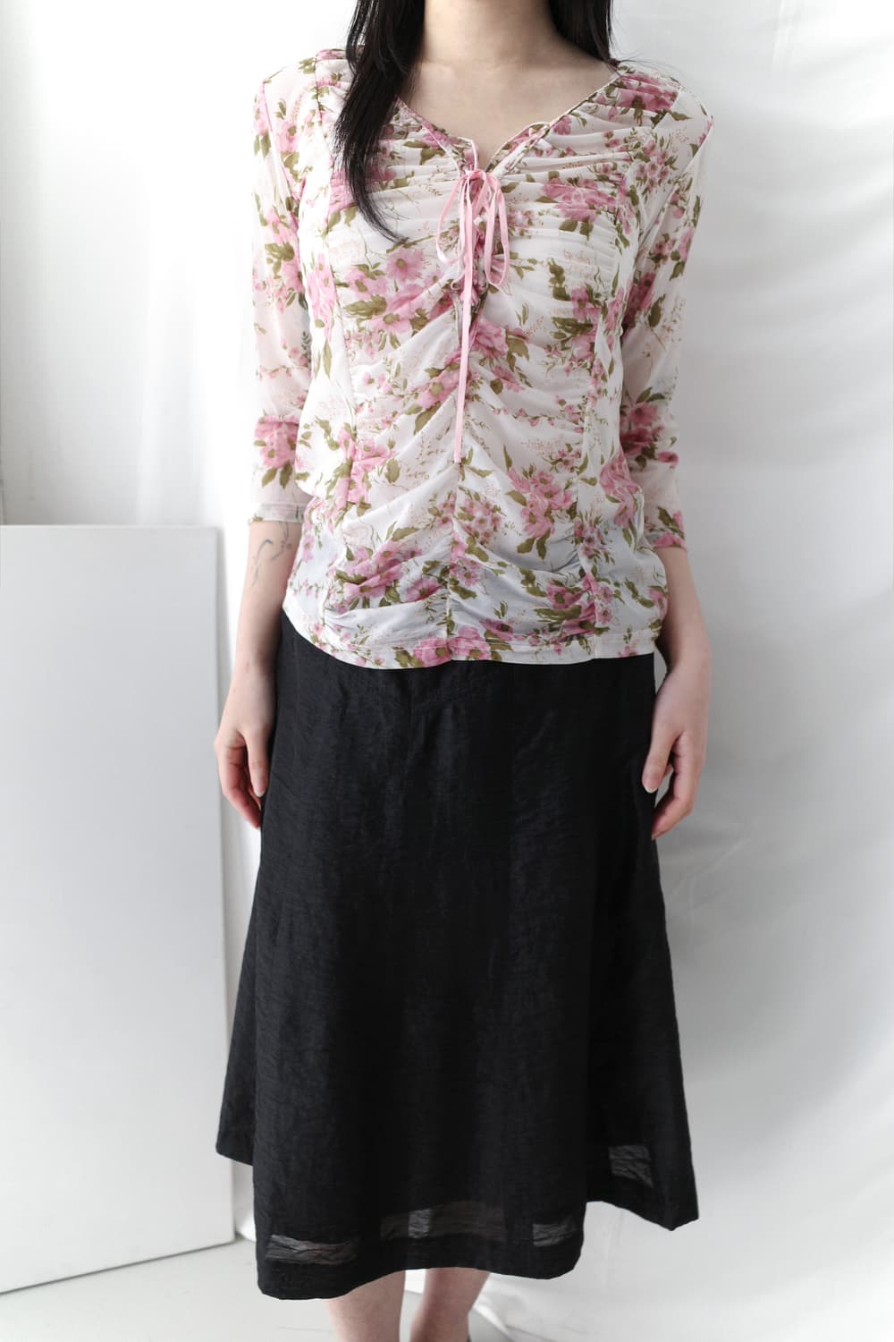 flower shirring see-through T 상품이미지6