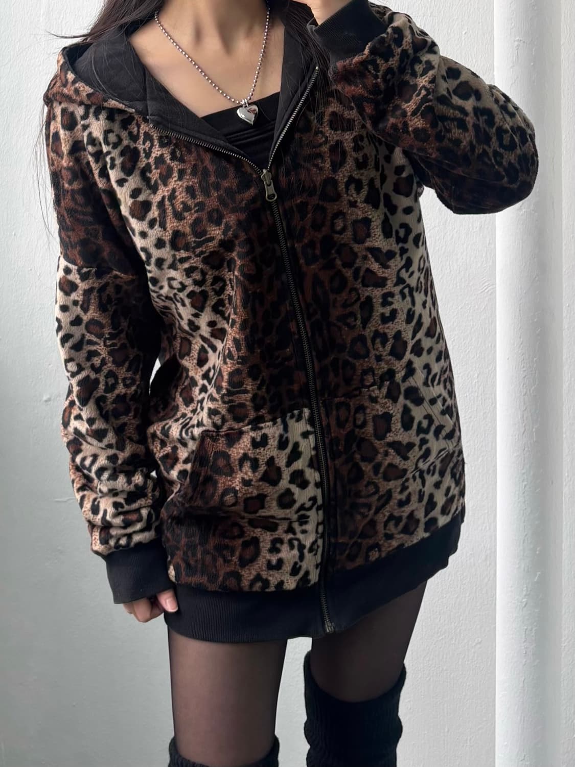 Vintage Leopard Reversible Hood Zip-Up 상품이미지3