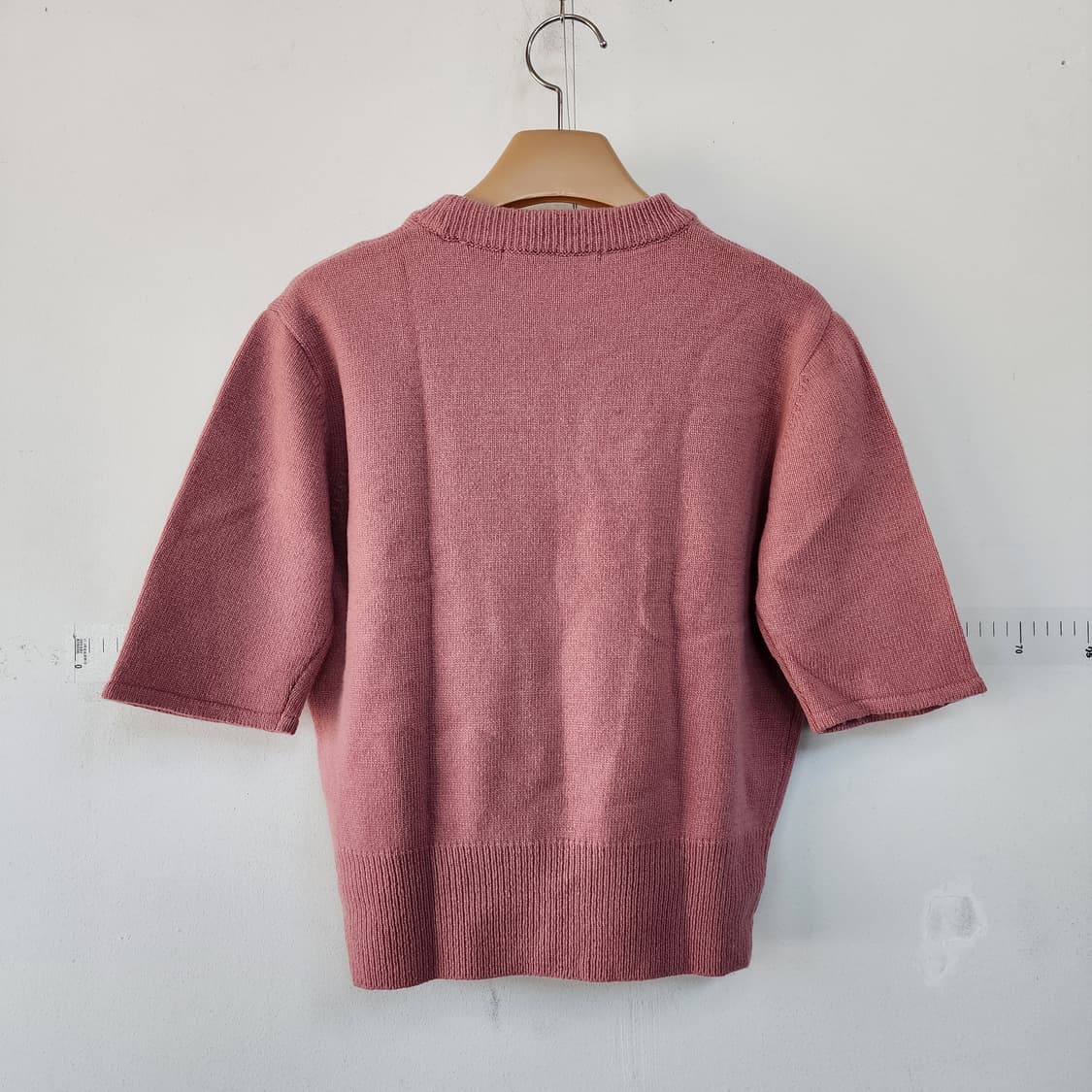 드실루엣 핑크색 반팔 니트 스웨터 상품이미지3