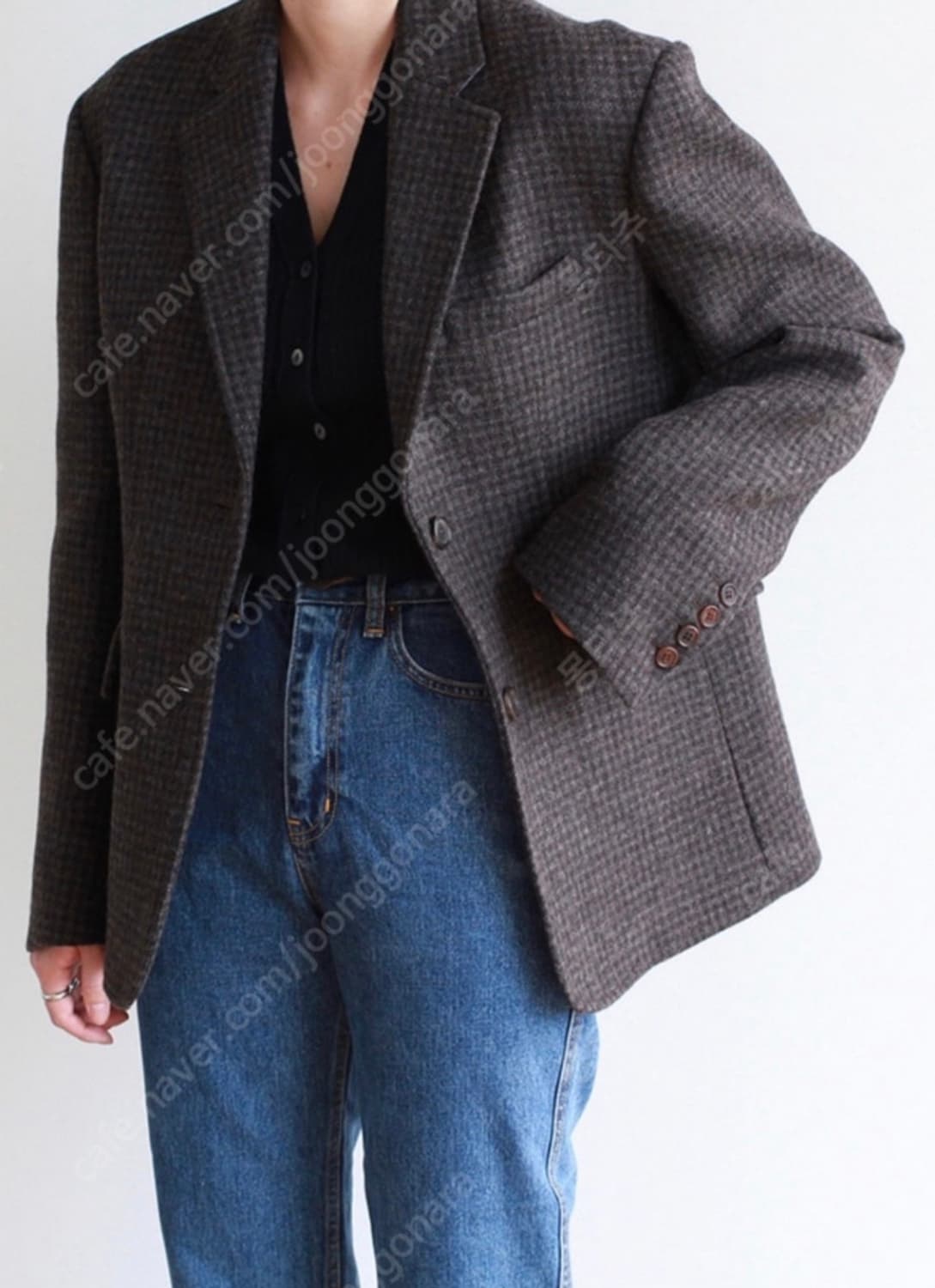 아베크모아이 체크 울 자켓 상품이미지4