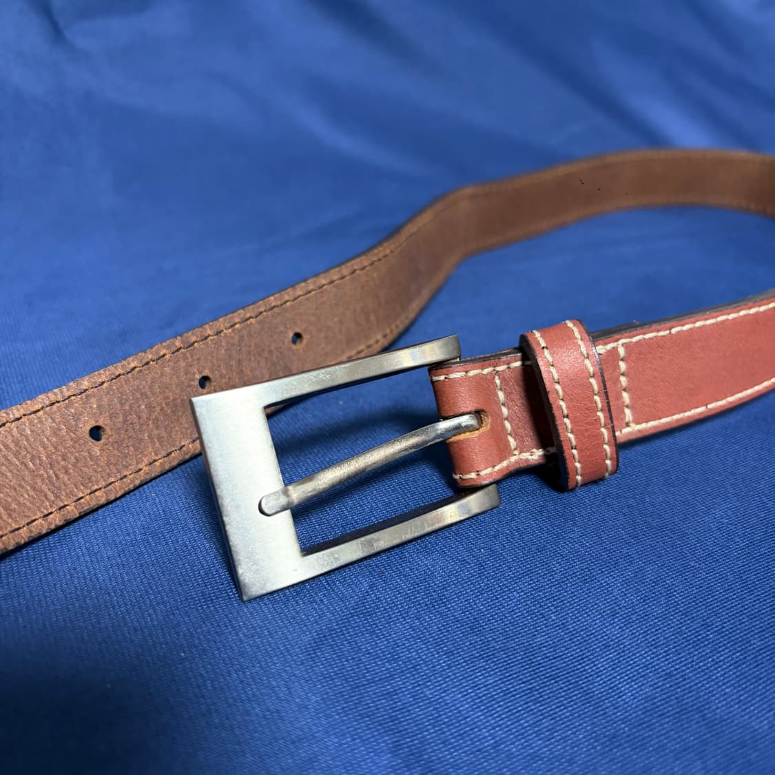 슬림 메탈릭 버클 리얼 레더 벨트 상품이미지4