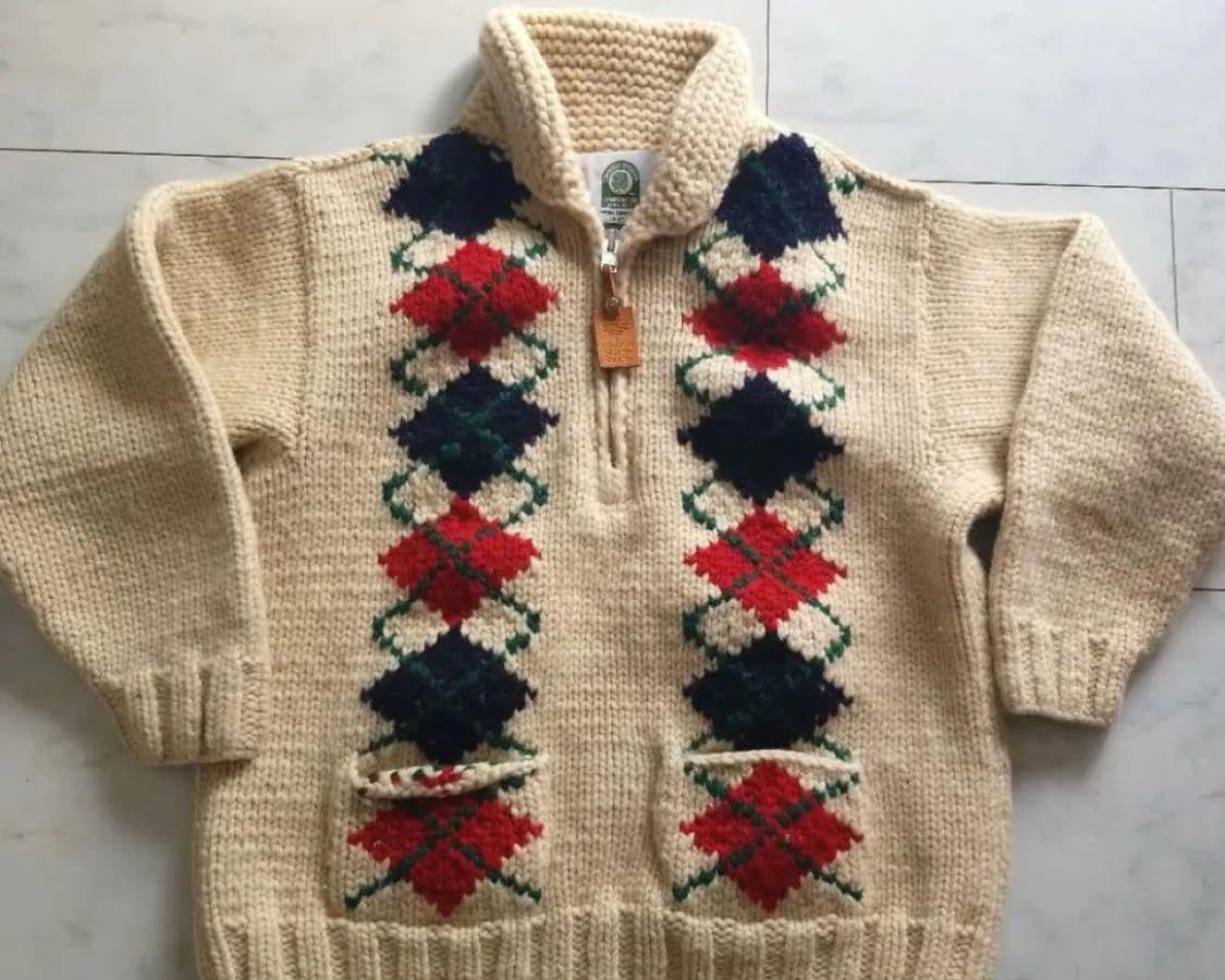 80s 캐나디안스웨터 아가일 코위찬 상품이미지1