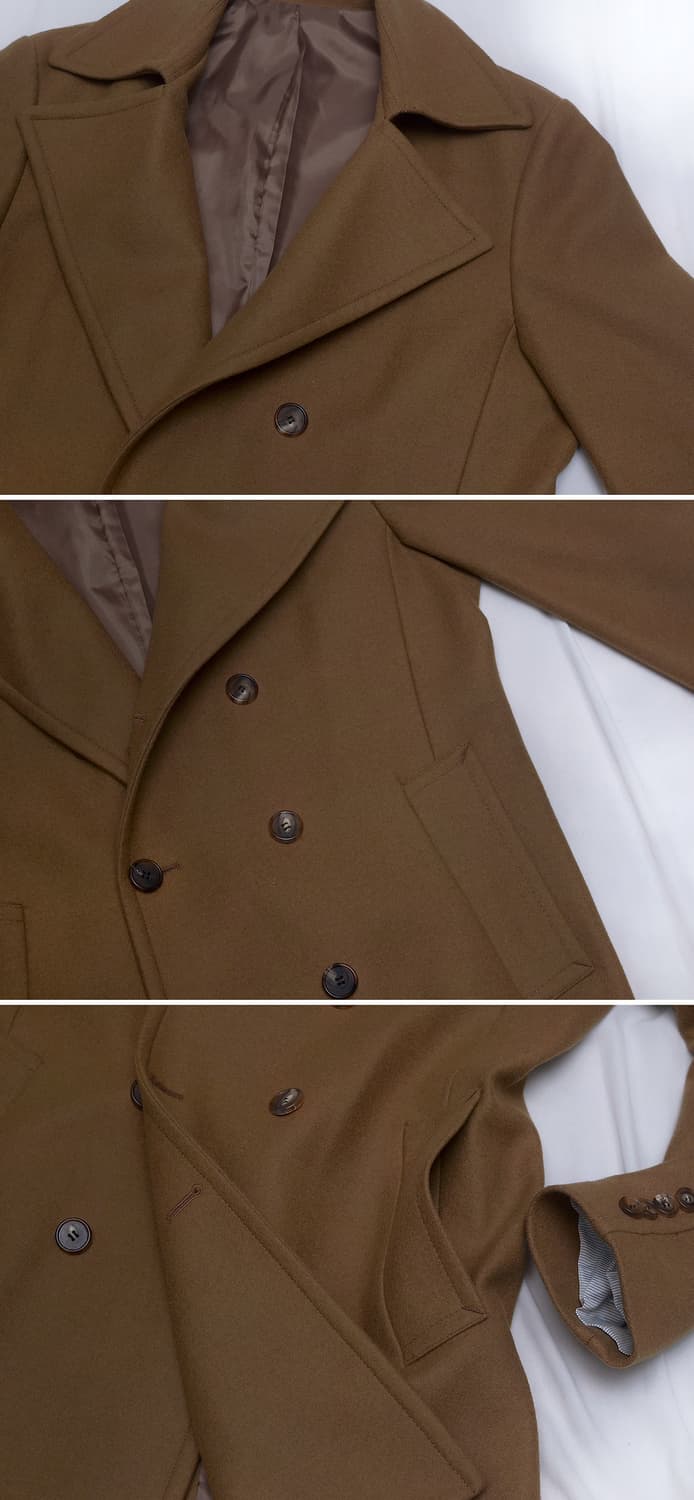 DKNY 울캐시미어 카멜 브라운 클래식 더블 코트 자켓 (100+) 상품이미지8