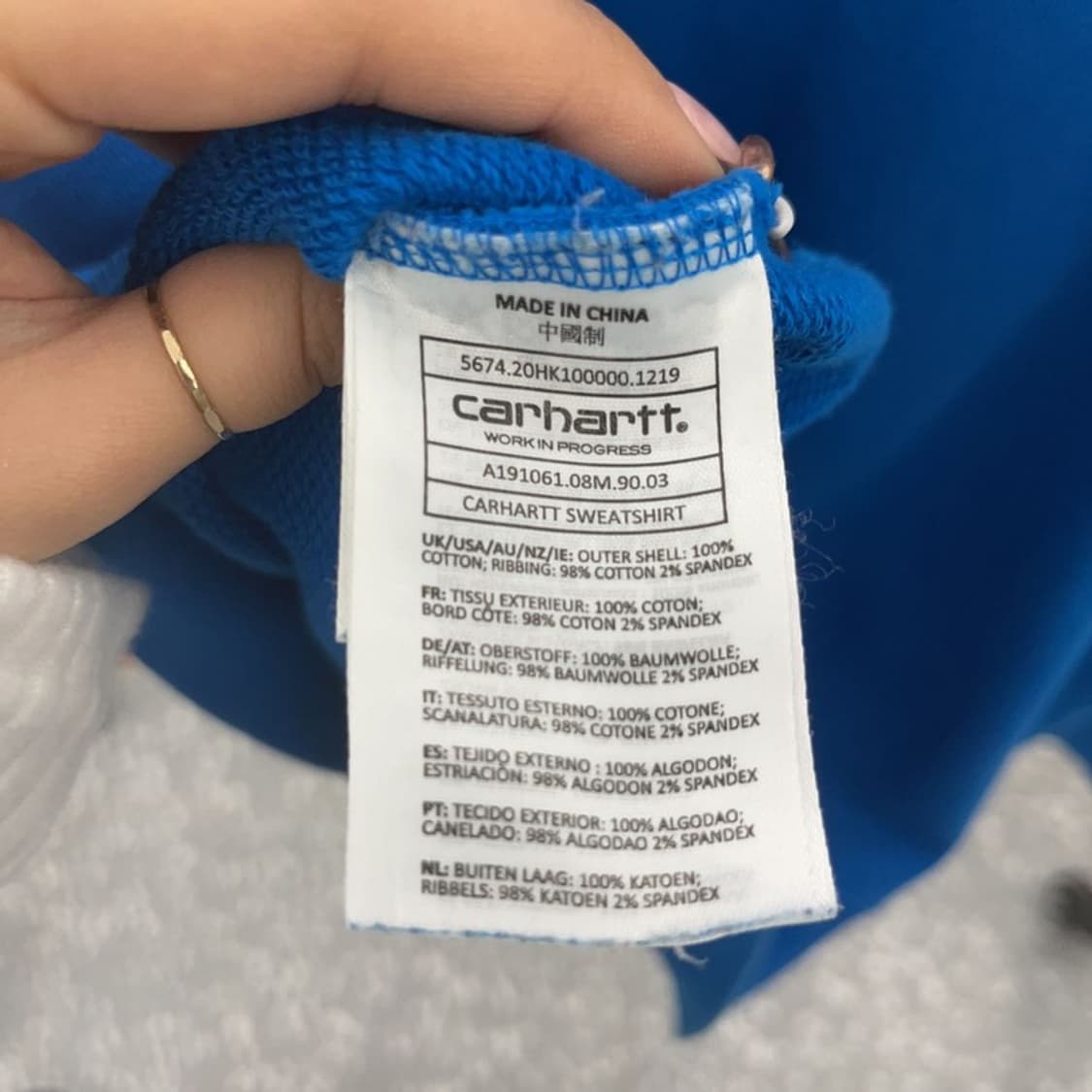 칼하트 빈티지 코발트블루 스펠로고 맨투맨 L C07644 상품이미지6