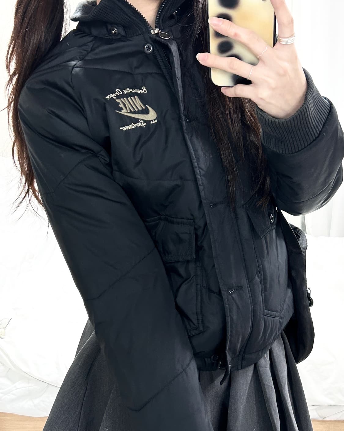 나이키 자수로고 블랙 누빔자켓 상품이미지4