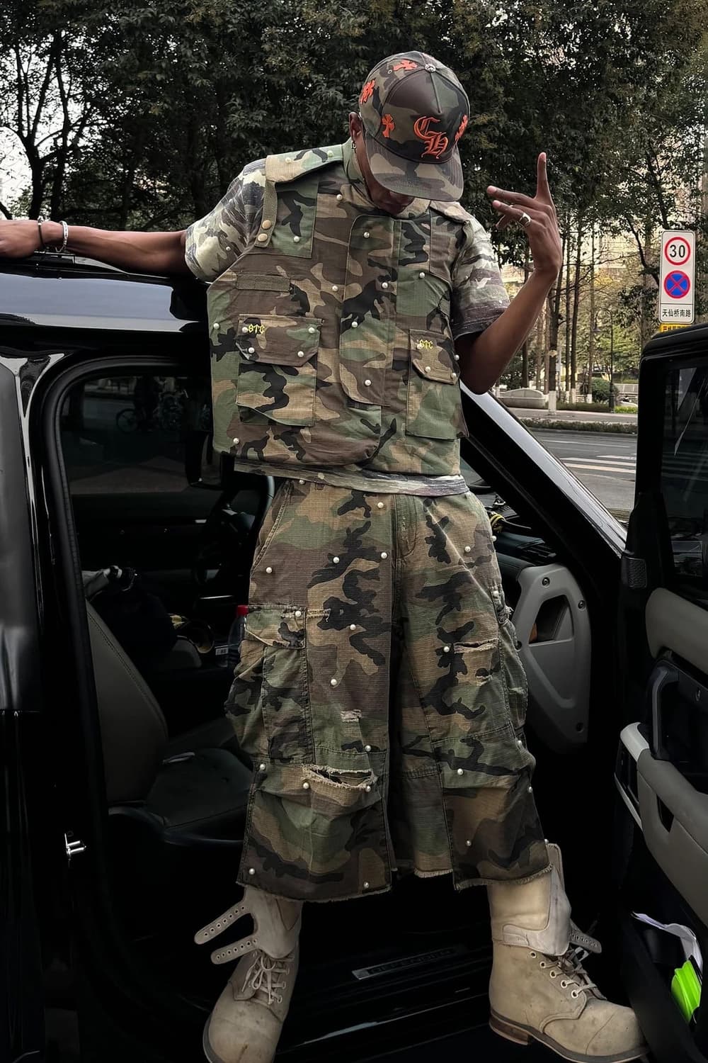 스팁씨 카모 진주 버뮤다 팬츠 반바지 쇼츠 L 상품이미지1