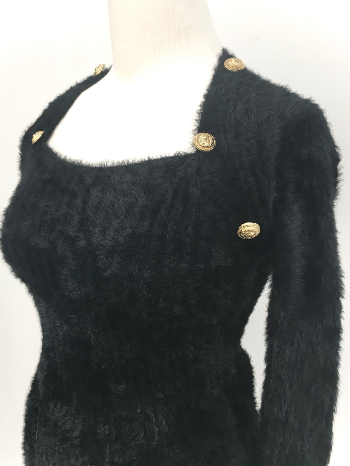 gold button angora knit one-piece 상품이미지4